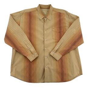 Tommy Bahama Men Sz 2X Silk Blend Yellow Orange Checked Button Up Western Office